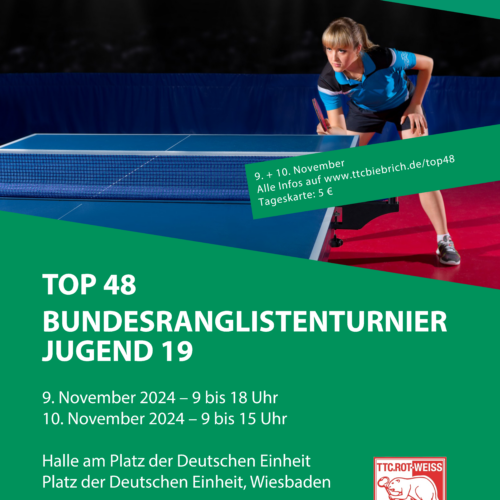 Freitag 8. Nov. 2024 – Kein Training wg. Bundesrangliste TOP 48