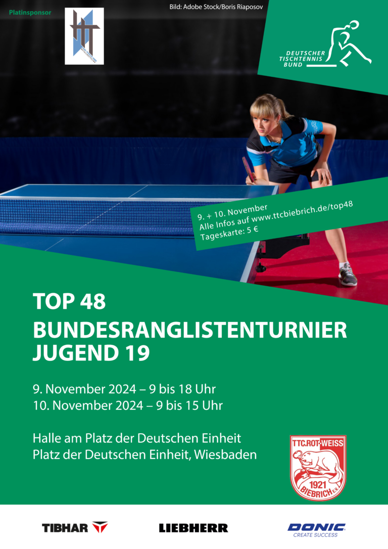 Freitag 8. Nov. 2024 – Kein Training wg. Bundesrangliste TOP 48