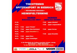 Heimspieltermine unserer 1. Mannschaften